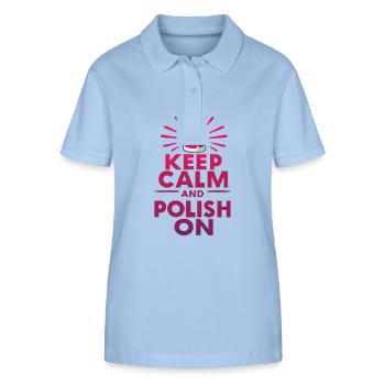 Keep calm and polish on Nail Tech beautician Job - Stanley/Stella Women’s Organic Polo Shirt ELLISER - sky blue - Front - Luana (180cm)