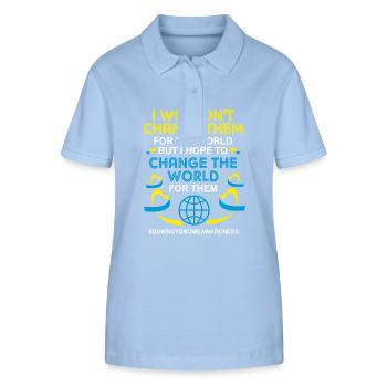 Down Syndrom - Stanley/Stella Frauen Bio-Poloshirt ELLISER - sky Blue - Vorne - Luana (180cm)