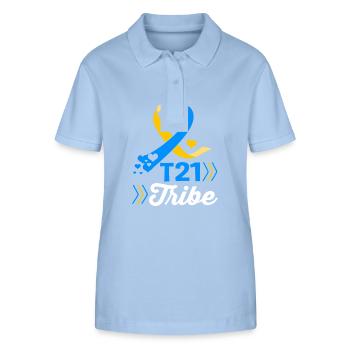 Down Syndrom - Stanley/Stella Frauen Bio-Poloshirt ELLISER - sky Blue - Vorne - Luana (180cm)
