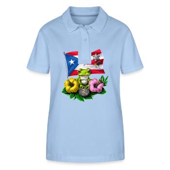 Puerto Rico Boricua Flagge - Stanley/Stella Frauen Bio-Poloshirt ELLISER - sky Blue - Vorne - Luana (180cm)