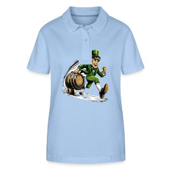 Rennender Leprechaun (Irischer Kobold) - Stanley/Stella Frauen Bio-Poloshirt ELLISER - sky Blue - Vorne - Luana (180cm)