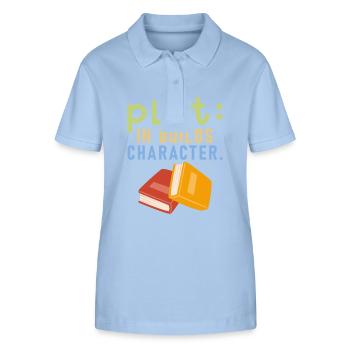 Plot It Builds Charactet Book Writing Writer - Stanley/Stella Frauen Bio-Poloshirt ELLISER - sky Blue - Vorne - Luana (180cm)