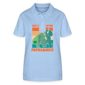 Papa Père Dino Dinosaure Papasaurus - Polo bio ELLISER Stanley/Stella Femme - bleu ciel - Devant - Luana (180cm)