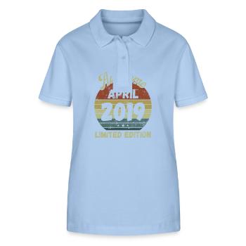 Génial depuis avril 2019 - Anniversaire - Polo bio ELLISER Stanley/Stella Femme - bleu ciel - Devant - Luana (180cm)