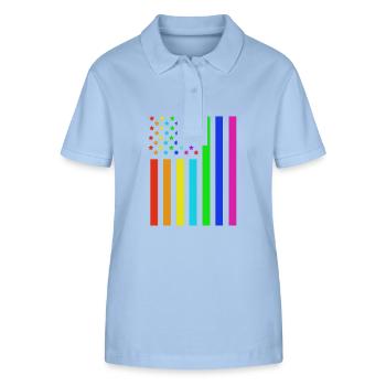 Vierter Juli Nationalfarben Nationalfeiertag USA - Stanley/Stella Frauen Bio-Poloshirt ELLISER - sky Blue - Vorne - Luana (180cm)