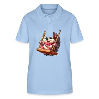 Süßer Igel schaukeln Spielplatz Cartoon - Stanley/Stella Frauen Bio-Poloshirt ELLISER - sky Blue - Vorne - Luana (180cm)