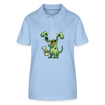 Halloween chien drôle zombie dessin animé - Polo bio ELLISER Stanley/Stella Femme - bleu ciel - Devant - Luana (180cm)