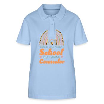 School Counselor Rainbow Behind - Stanley/Stella Women’s Organic Polo Shirt ELLISER - sky blue - Front - Luana (180cm)