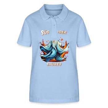 GEIST HALLOWEEN SÜSSES ODER SAURES - Stanley/Stella Frauen Bio-Poloshirt ELLISER - sky Blue - Vorne - Luana (180cm)