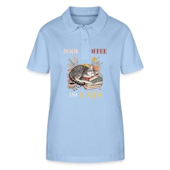 Books, Coffee And Cats - Perfekter Tag für - Stanley/Stella Frauen Bio-Poloshirt ELLISER - sky Blue - Vorne - Luana (180cm)
