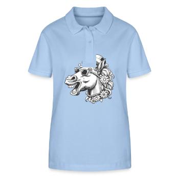 Pferd Pferde lustig witzig spaßig Gaul Reiterin - Stanley/Stella Frauen Bio-Poloshirt ELLISER - sky Blue - Vorne - Luana (180cm)