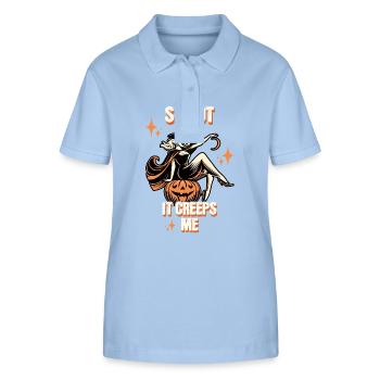 tellement chaud que ça me fait peur Lustiger Halloween Spruch - Polo bio ELLISER Stanley/Stella Femme - bleu ciel - Devant - Luana (180cm)