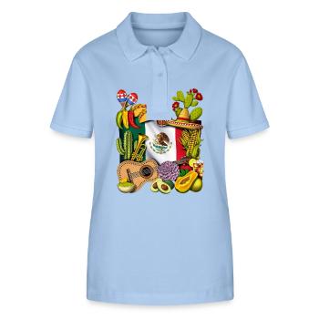 Mexikanisches Erbe - Stanley/Stella Frauen Bio-Poloshirt ELLISER - sky Blue - Vorne - Luana (180cm)