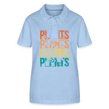 Amoureux des plantes jardinage rétro - Polo bio ELLISER Stanley/Stella Femme - bleu ciel - Devant - Luana (180cm)