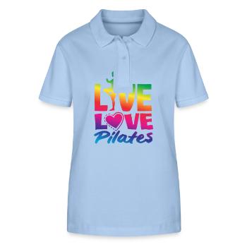 Pilates Live Love pour les fans de fitness - Polo bio ELLISER Stanley/Stella Femme - bleu ciel - Devant - Luana (180cm)