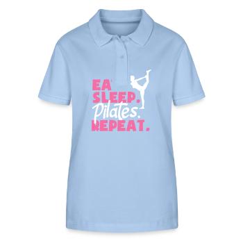 Pilates Eat Sleep Repeat Für Fitnessfans - Stanley/Stella Frauen Bio-Poloshirt ELLISER - sky Blue - Vorne - Luana (180cm)