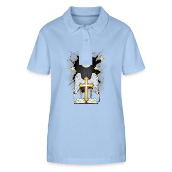 Kirche Kreuz Kreuze Kruzifix - Stanley/Stella Frauen Bio-Poloshirt ELLISER - sky Blue - Vorne - Luana (180cm)