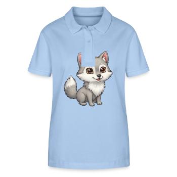 Tier Cartoon Wolf - Stanley/Stella Frauen Bio-Poloshirt ELLISER - sky Blue - Vorne - Luana (180cm)