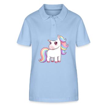 Licorne de dessin animé animalier - Polo bio ELLISER Stanley/Stella Femme - bleu ciel - Devant - Luana (180cm)