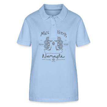Meditieren seit 2019 - 6 Jahre heitere Weisheit - Stanley/Stella Frauen Bio-Poloshirt ELLISER - sky Blue - Vorne - Luana (180cm)