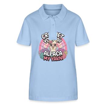 Le crochet, dites-vous ? Laine d’alpaga Humour - Polo bio ELLISER Stanley/Stella Femme - bleu ciel - Devant - Luana (180cm)
