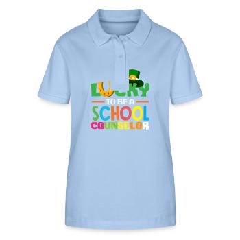 Glücklich Als Schulberater Sein - Stanley/Stella Frauen Bio-Poloshirt ELLISER - sky Blue - Vorne - Luana (180cm)