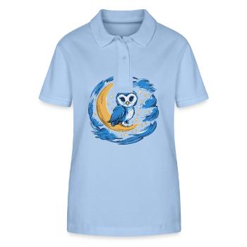 Eule Mond Sterne Nachthimmel - Stanley/Stella Frauen Bio-Poloshirt ELLISER - sky Blue - Vorne - Luana (180cm)