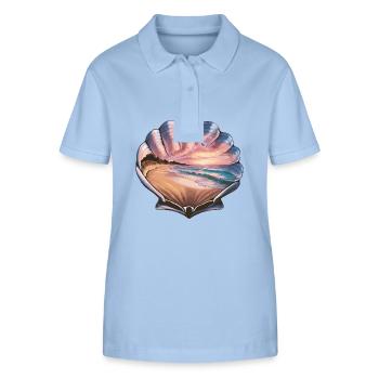 Muschel Strand Szene Serene Ozean Landschaft - Stanley/Stella Frauen Bio-Poloshirt ELLISER - sky Blue - Vorne - Luana (180cm)