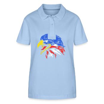 Vierter Juli Nationalfarben Nationalfeiertag USA - Stanley/Stella Frauen Bio-Poloshirt ELLISER - sky Blue - Vorne - Luana (180cm)