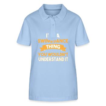 Swing Swing-Musik - Stanley/Stella Frauen Bio-Poloshirt ELLISER - sky Blue - Vorne - Luana (180cm)