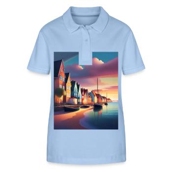 Port de la ville de Denmark - Polo bio ELLISER Stanley/Stella Femme - bleu ciel - Devant - Luana (180cm)