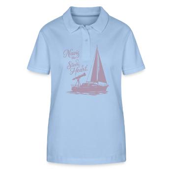 Voile, Voilier, Étoiles, Télescope - Polo bio ELLISER Stanley/Stella Femme - bleu ciel - Devant - Luana (180cm)