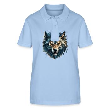 Wolf - Illustration - Stanley/Stella Frauen Bio-Poloshirt ELLISER - sky Blue - Vorne - Luana (180cm)