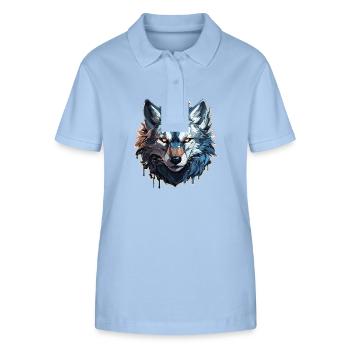 Wolf - Illustration - Stanley/Stella Frauen Bio-Poloshirt ELLISER - sky Blue - Vorne - Luana (180cm)