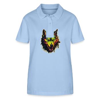 Wolf - Illustration - Stanley/Stella Frauen Bio-Poloshirt ELLISER - sky Blue - Vorne - Luana (180cm)
