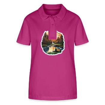 Landschaft - Illustration - Stanley/Stella Frauen Bio-Poloshirt ELLISER - Orchidee - Vorne - Luana (180cm)