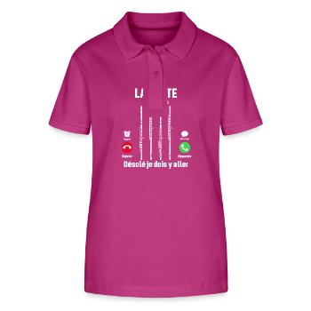 La flûte m'appelle idée Cadeau flûtiste - Polo bio ELLISER Stanley/Stella Femme - mauve orchidée - Devant - Luana (180cm)