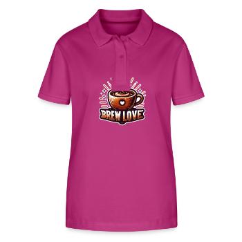 Brew Love - Coffee Cup Illustration - Stanley/Stella Women’s Organic Polo Shirt ELLISER - orchid Flower - Front - Luana (180cm)