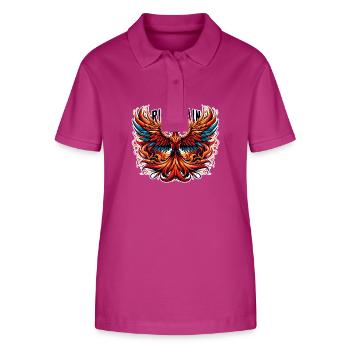Rise Again - Illustration de Phénix - Polo bio ELLISER Stanley/Stella Femme - mauve orchidée - Devant - Luana (180cm)