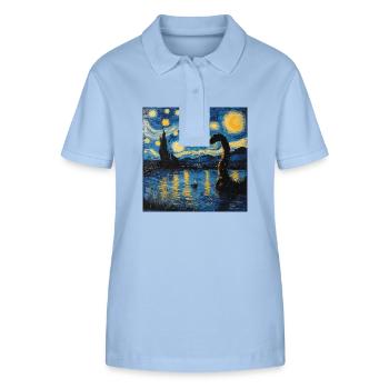 loch ness monster, nessie, van gogh, sternenacht - Stanley/Stella Frauen Bio-Poloshirt ELLISER - sky Blue - Vorne - Luana (180cm)