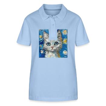 Cat, Cat Motif - Stanley/Stella Women’s Organic Polo Shirt ELLISER - sky blue - Front - Luana (180cm)