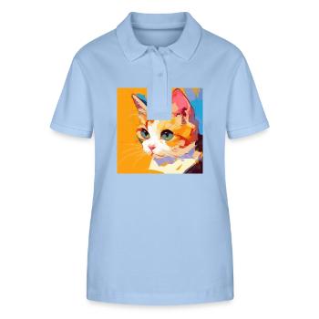 Cat, Cat Motif - Stanley/Stella Women’s Organic Polo Shirt ELLISER - sky blue - Front - Luana (180cm)