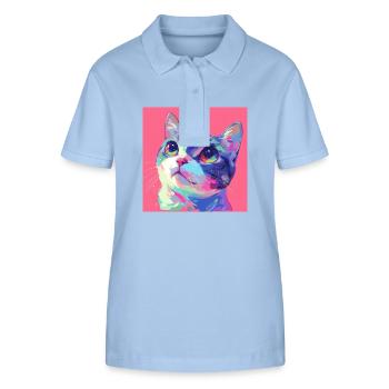 Katze, katzenmotiv - Stanley/Stella Frauen Bio-Poloshirt ELLISER - sky Blue - Vorne - Luana (180cm)