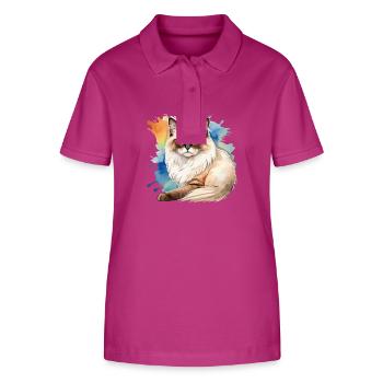 Birmakatze Wasserfarben - Stanley/Stella Frauen Bio-Poloshirt ELLISER - Orchidee - Vorne - Luana (180cm)
