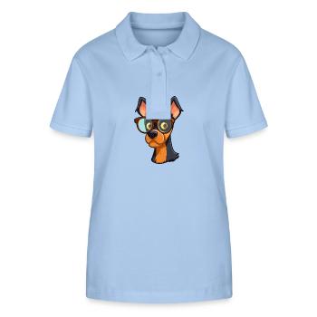Doberman Pinscher Dog Breed Watercolor Cartoon Kaw - Stanley/Stella Women’s Organic Polo Shirt ELLISER - sky blue - Front - Luana (180cm)