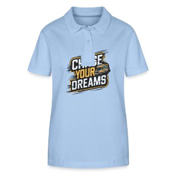 RV Caravan Saying Chase Your Dreams Holiday - Stanley/Stella Women’s Organic Polo Shirt ELLISER - sky blue - Front - Luana (180cm)
