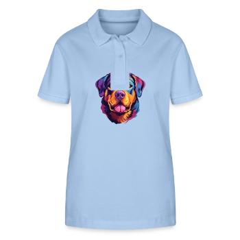 Rottweiler chien race aquarelle dessin animé kawaii col - Polo bio ELLISER Stanley/Stella Femme - bleu ciel - Devant - Luana (180cm)