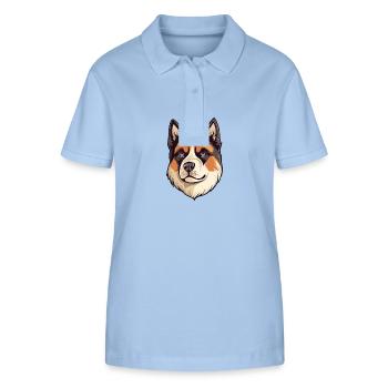 Akita Dog Breed Watercolor Cartoon Kawaii Colorful - Stanley/Stella Women’s Organic Polo Shirt ELLISER - sky blue - Front - Luana (180cm)
