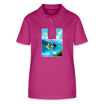 Lac de Bled, Slovénie, Affiche de voyage vintage, Souvenir - Polo bio ELLISER Stanley/Stella Femme - mauve orchidée - Devant - Luana (180cm)