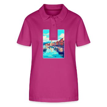 Saint Tropez Frankreich Vintage Reiseplakat Souvenir - Stanley/Stella Frauen Bio-Poloshirt ELLISER - Orchidee - Vorne - Luana (180cm)
